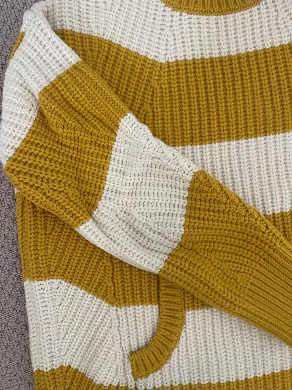JCrew Striped Mock Neck Sweater - Mustard & Cream